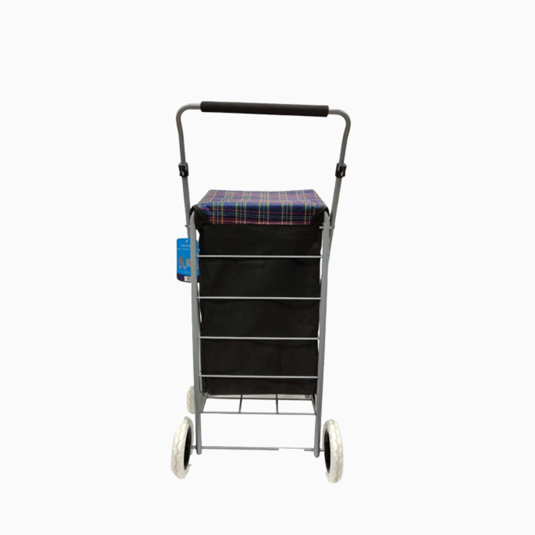 Eagle 4 Wheel Strong Shopping Trolley Tartan Print - 47L