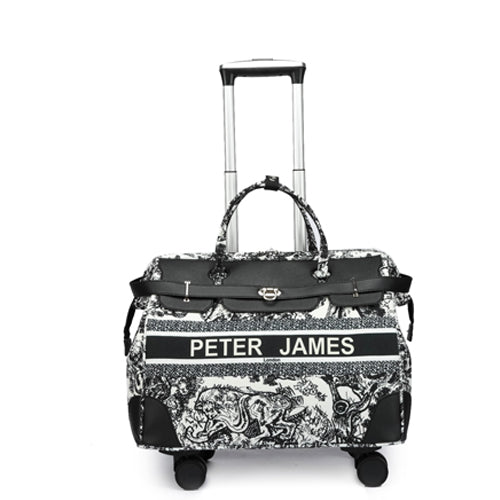 Peter James London Designer-Inspired Ladies' Cabin Luggage with Trolley Holder
