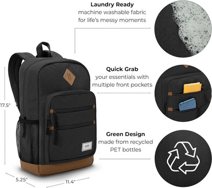Eco-Friendly Solo Fresh Backpack – Recycled PET, 15.6" Laptop Fit, 19L Capacity (Black)