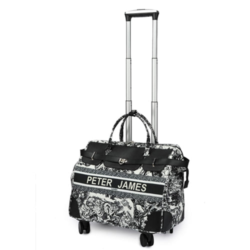Peter James London Designer-Inspired Ladies' Cabin Luggage with Trolley Holder
