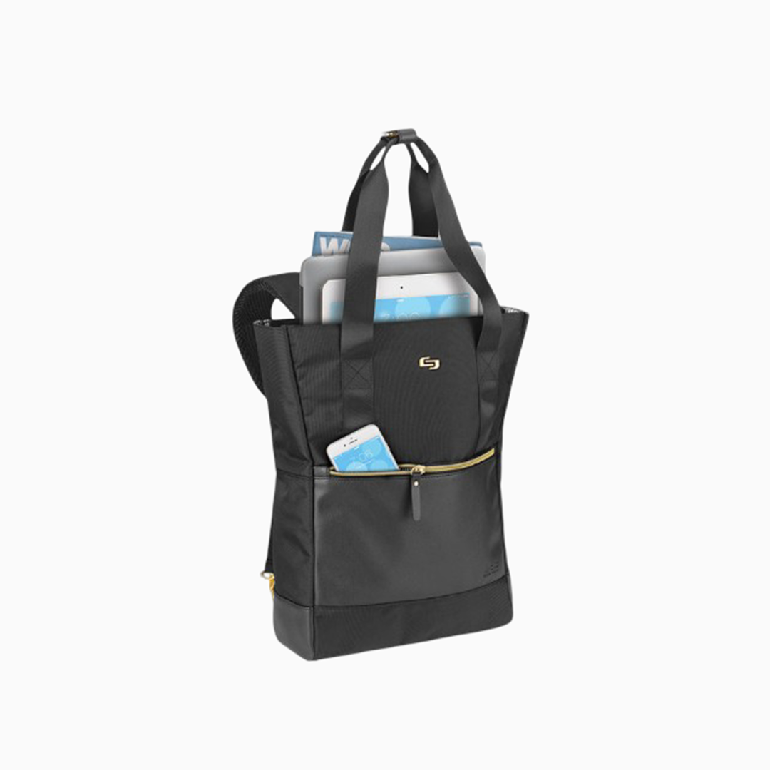 Solo Parker Hybrid 15.6 Inch Laptop Backpack Tote, Black
