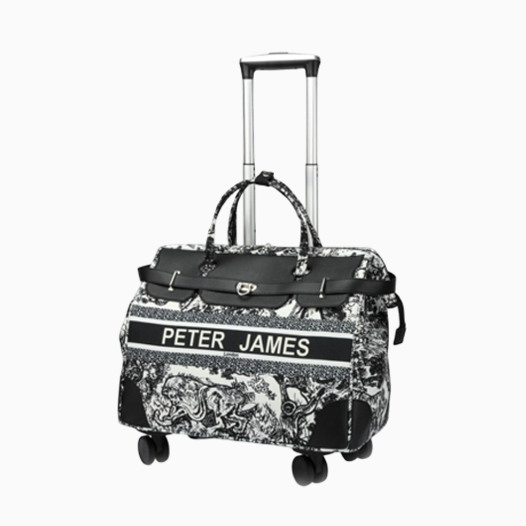 Peter James London Designer-Inspired Ladies' Cabin Luggage with Trolley Holder