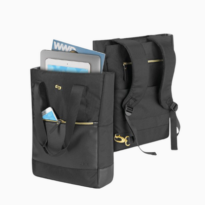 Solo Parker Hybrid 15.6 Inch Laptop Backpack Tote, Black
